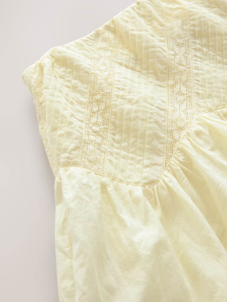 Yellow Lace Detail Mini 100% Cotton Skirt - Image 5 of 6