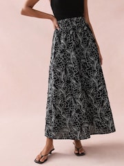 Black/White Embroidered Maxi Skirt - Image 1 of 5