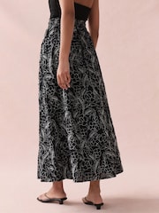 Black/White Embroidered Maxi Skirt - Image 4 of 5
