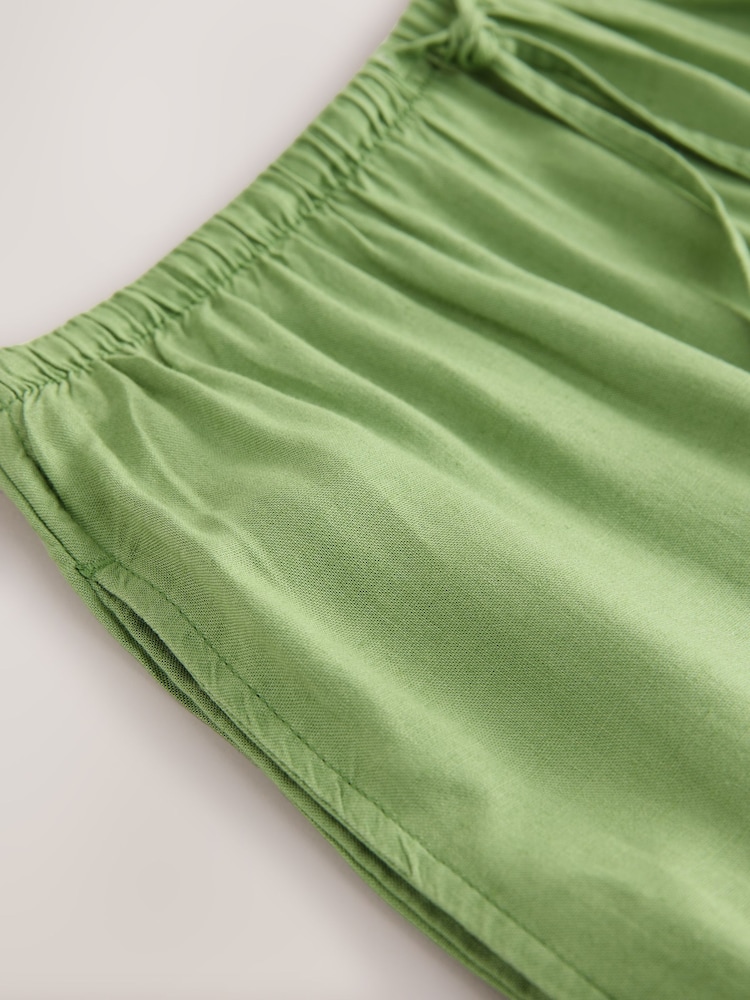 Green Tie Waist Maxi Skirt With Linen - Image 8 of 8 Green Tie Waist Maxi Skirt With Linen - Image 8 of 8