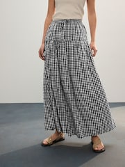 Black/White Gingham Drop Waist Maxi Skirt - Image 3 of 8