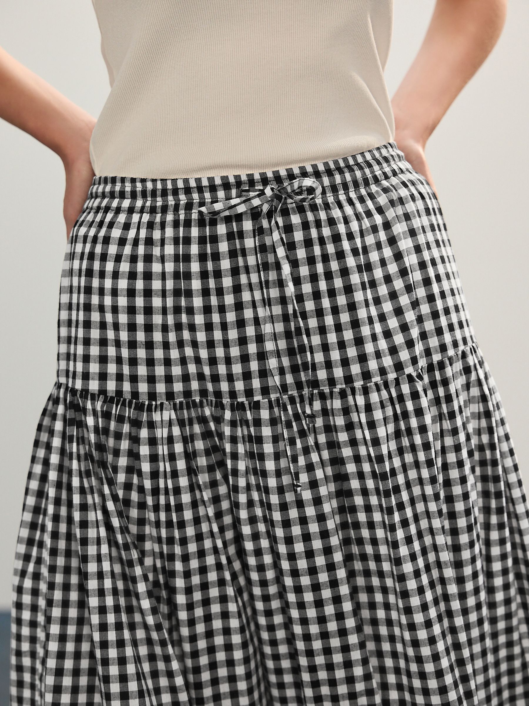 Buy Black/White Gingham Drop Waist Maxi Skirt from Next USA