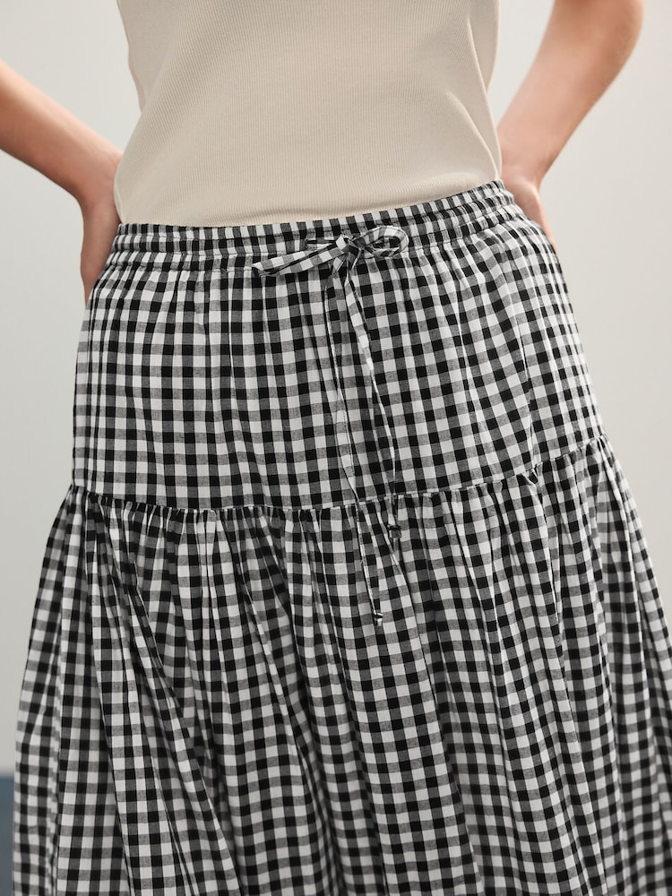Black/White Gingham Drop Waist Maxi Skirt - Image 5 of 8