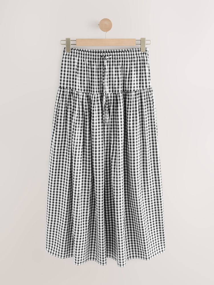 Black/White Gingham Drop Waist Maxi Skirt - Image 6 of 8