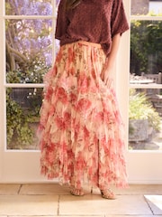 Pink - Ruffled Mesh Maxi Skirt - Bild 2 von 7