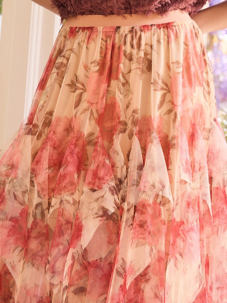 Buy Pink Ruffled Mesh Maxi Skirt from Next Bulgaria