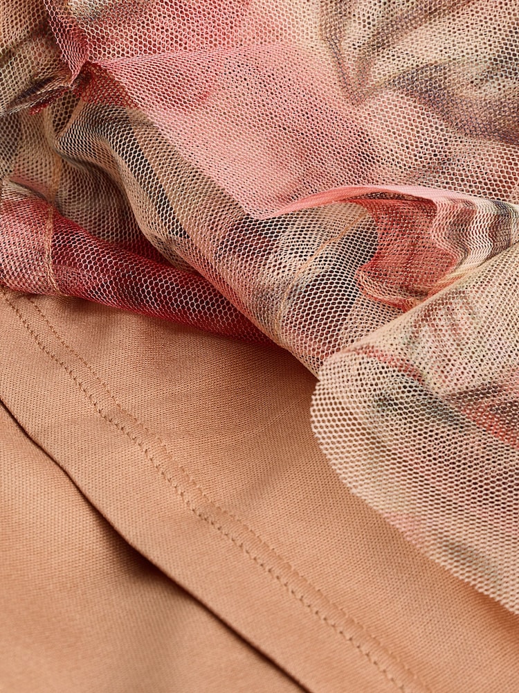 Pink Ruffled Mesh Maxi Skirt - Image 7 of 7 Pink Ruffled Mesh Maxi Skirt - Image 7 of 7
