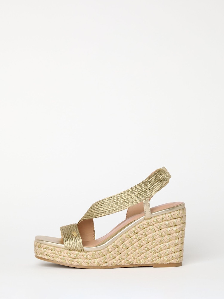 Lipsy Rose Gold Wide Fit High Asymmetric Strappy Elastic Wedges - Image 5 of 5 Lipsy Rose Gold Wide Fit High Asymmetric Strappy Elastic Wedges - Image 5 of 5