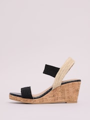 Lipsy Black Elastic Two Strap Mid Wedge Sandals - Image 5 of 5