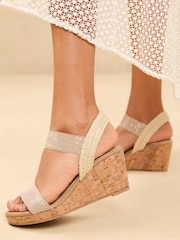 Camel - Lipsy Elastic Two Strap Mid Wedge Sandals - Изображение 2 из 5