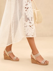 Camel - Lipsy Elastic Two Strap Mid Wedge Sandals - Изображение 3 из 5