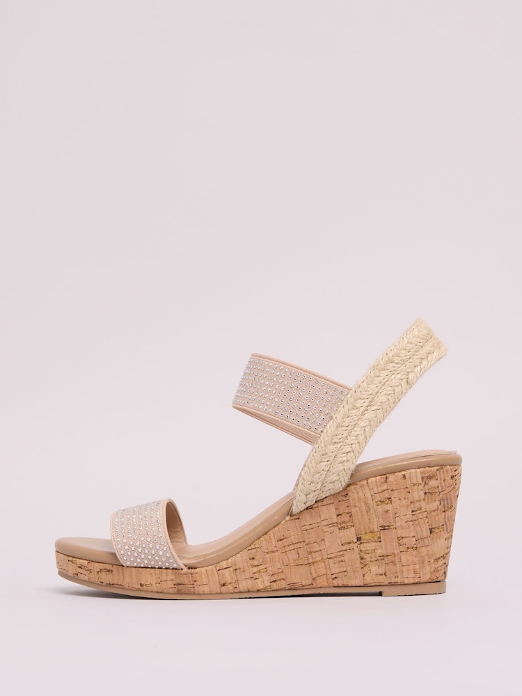 Camel - Lipsy Elastic Two Strap Mid Wedge Sandals - Изображение 5 из 5