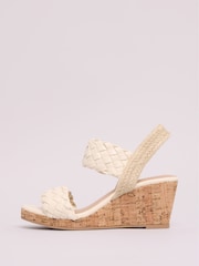 Lipsy White Elastic Two Strap Mid Wedge Sandals - Image 5 of 5