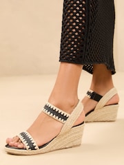 Lipsy Black Elastic Two Strap Mid Wedge Sandals - Image 2 of 5