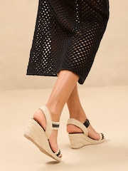 Lipsy Black Elastic Two Strap Mid Wedge Sandals - Image 4 of 5