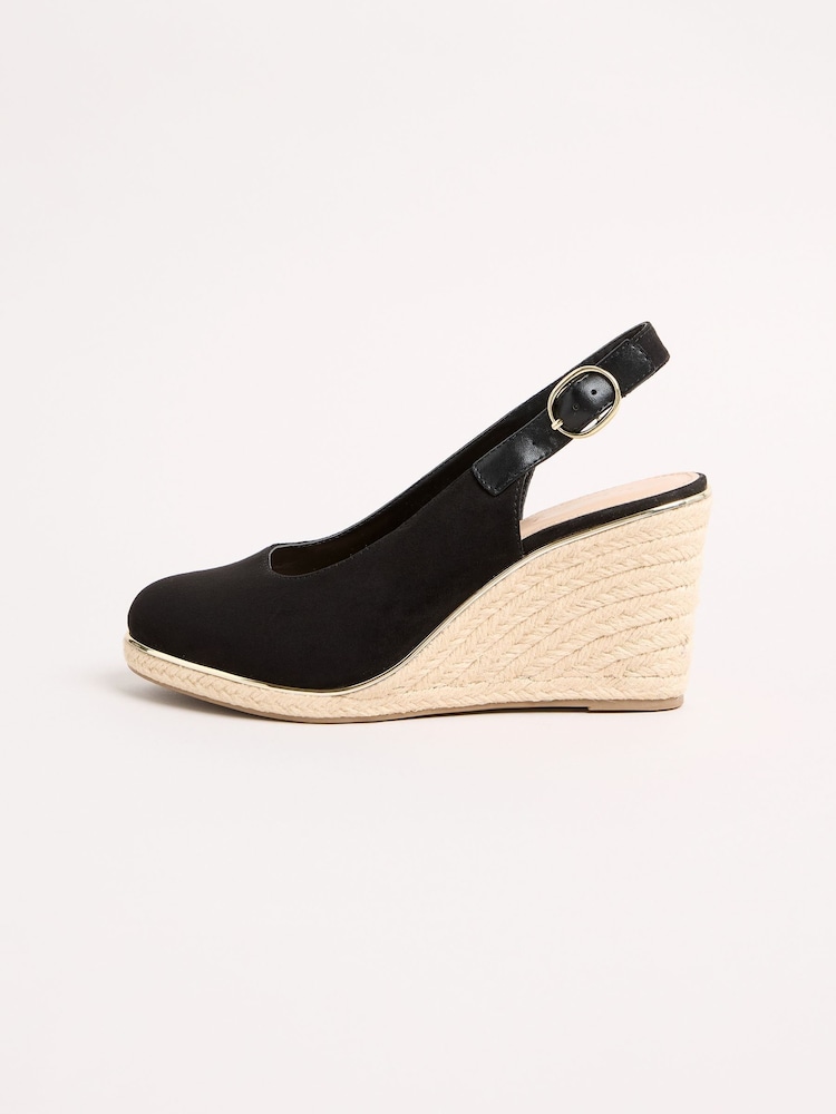 أسود - Lipsy Mid Closed Toe Sparkly Slingback Wedges - صورة 5 من 5