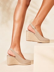 Lipsy Gold Standard Fit Mid Closed Toe Sparkly Slingback Wedges - Image 3 of 5