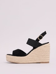 Lipsy Black Standard Fit Mid Elastic Square Toe Buckle Espadrille Wedges - Image 5 of 5