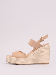 Lipsy Nude Wide Fit Mid Elastic Square Toe Buckle Espadrille Wedges - Image 5 of 5