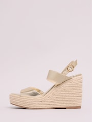 Lipsy Gold Standard Fit Mid Elastic Square Toe Buckle Espadrille Wedges - Image 5 of 5