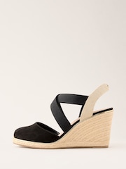 Lipsy Black Wide Fit Mid Closed Toe Cross Strap Slingback Wedges - Image 5 of 5