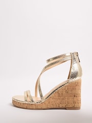 Lipsy Gold Multi Strap High Cork Espadrille Wedges - Image 5 of 5