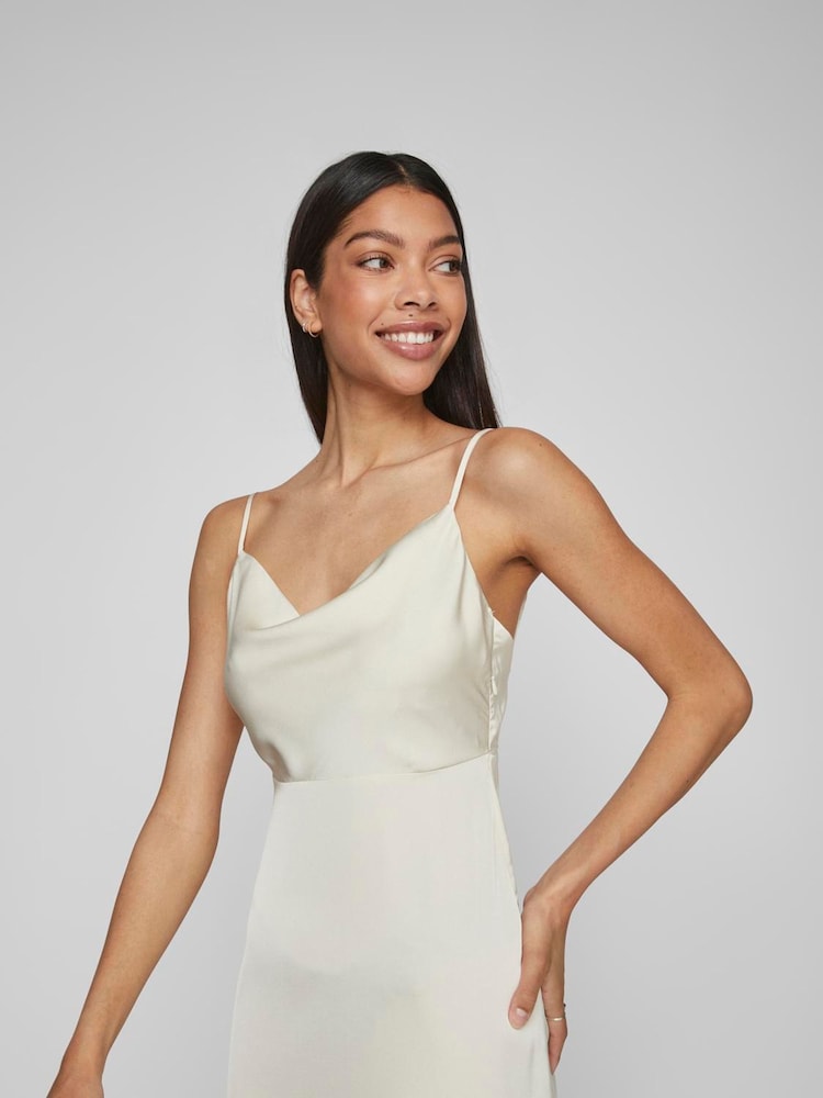 beige cami dress Large Volume Cami dress Maxi cami dress beige color flare dress cotton –  Neza studio main image 0