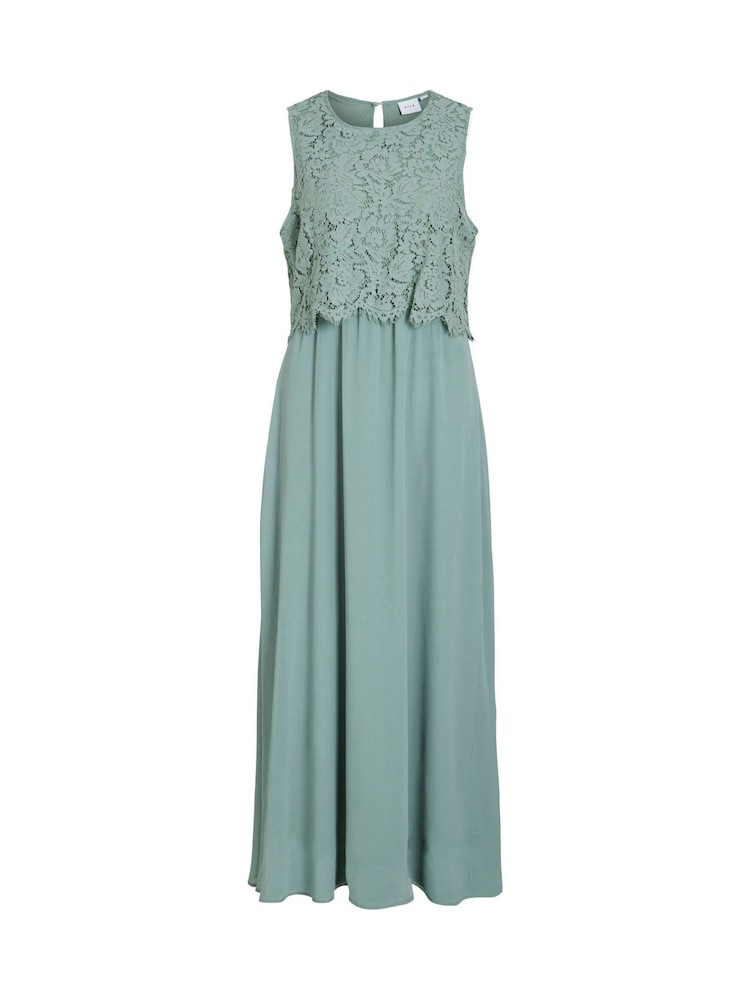 VILA Green Sleeveless Lace Maxi Occasion Dress - Image 5 of 5 VILA Green Sleeveless Lace Maxi Occasion Dress - Image 5 of 5
