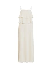 Кремовый - VILA Chiffon Ruffle Pleated Maxi Occasion Dress - Image 6 of 6
