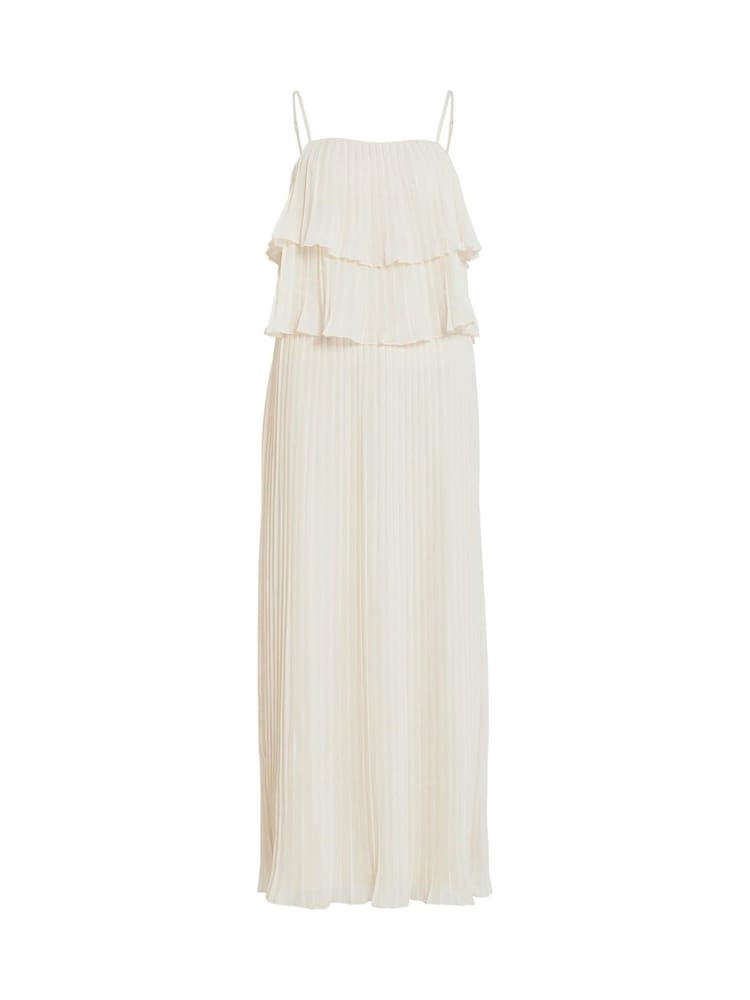 Кремовый - VILA Chiffon Ruffle Pleated Maxi Occasion Dress - Image 6 of 6