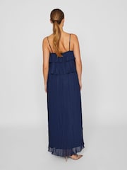 Синий - VILA Chiffon Ruffle Pleated Maxi Occasion Dress - Image 2 of 6