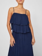 Синий - VILA Chiffon Ruffle Pleated Maxi Occasion Dress - Image 4 of 6