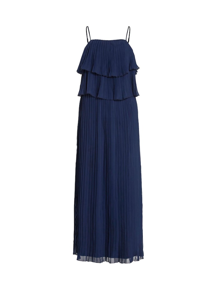 Синий - VILA Chiffon Ruffle Pleated Maxi Occasion Dress - Image 6 of 6