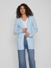 VILA Blue Longline Open Knit Cardigan - Image 1 of 6