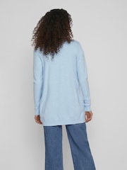 VILA Blue Longline Open Knit Cardigan - Image 2 of 6
