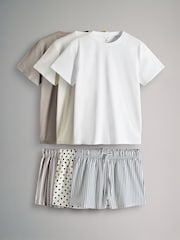 The Set Taupe Stripe/Blue Stripe/Spot Shortie Pyjamas 3 Pack Set - Image 1 of 9