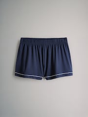 The Set Grey Marl/Navy Viscose Blend Button Through Pyjamas 2 Pack with Piping - Image 9 of 11
