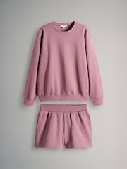 The Set Dusty Pink 2 Piece Dropped Shoulder Relax Sweatshirt & Short Set - Image 2 of 11