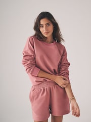 The Set Dusty Pink 2 Piece Dropped Shoulder Relax Sweatshirt & Short Set - Image 4 of 11