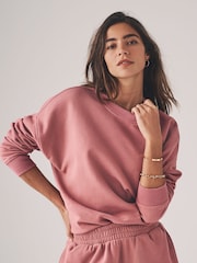The Set Dusty Pink 2 Piece Dropped Shoulder Relax Sweatshirt & Short Set - Image 7 of 11