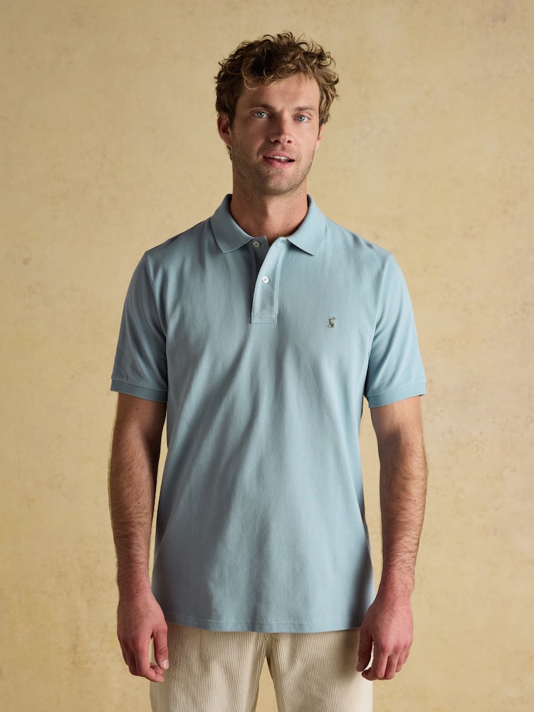 Joules Woody Dusty Blue Cotton Pique Polo Shirt - Image 1 of 9
