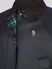 U.S. Polo Assn. Black Womens Waxed 100% Cotton Short Parka - Image 10 of 12