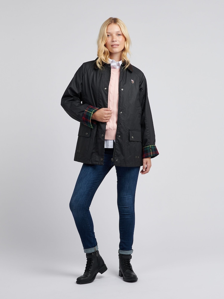 U.S. Polo Assn. Black Womens Waxed 100% Cotton Short Parka - Image 3 of 12