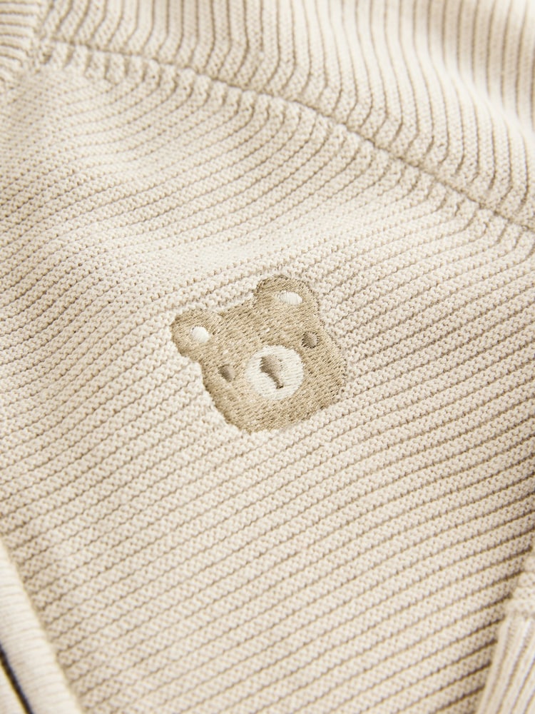 Neutral Bear 100% Cotton Zip Through Cardigan (3mths-7yrs) - Image 3 of 4