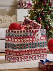 Red / Green Fairisle Christmas Large Gift Bags - Image 1 of 3