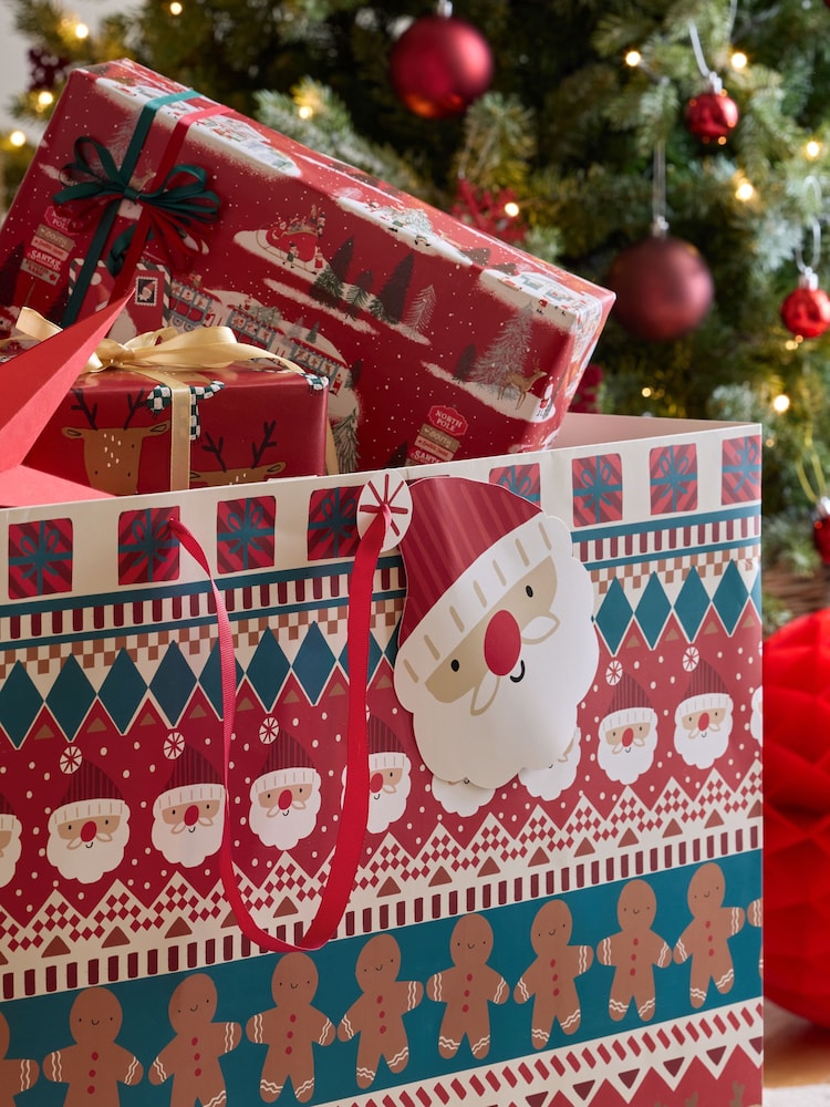 Red / Green Fairisle Christmas Large Gift Bags - Image 2 of 3