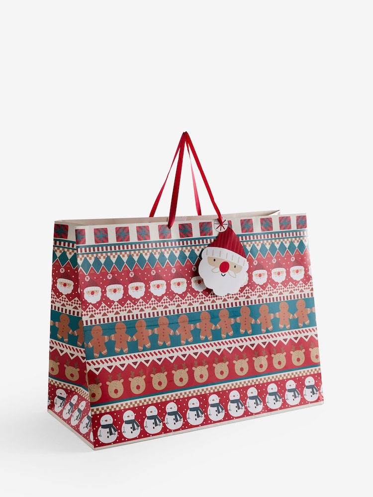 Red / Green Fairisle Christmas Large Gift Bags - Image 3 of 3 Red / Green Fairisle Christmas Large Gift Bags - Image 3 of 3