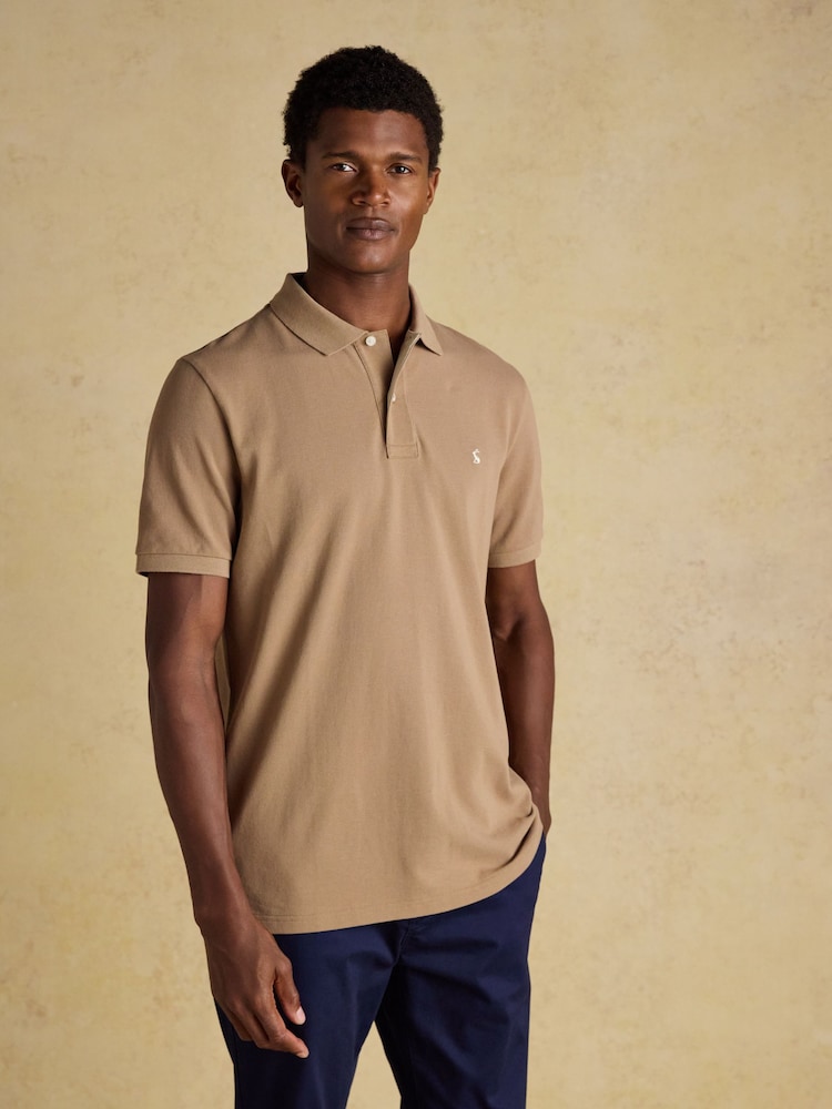 Joules Woody Light Brown Cotton Pique Polo Shirt - Image 1 of 9