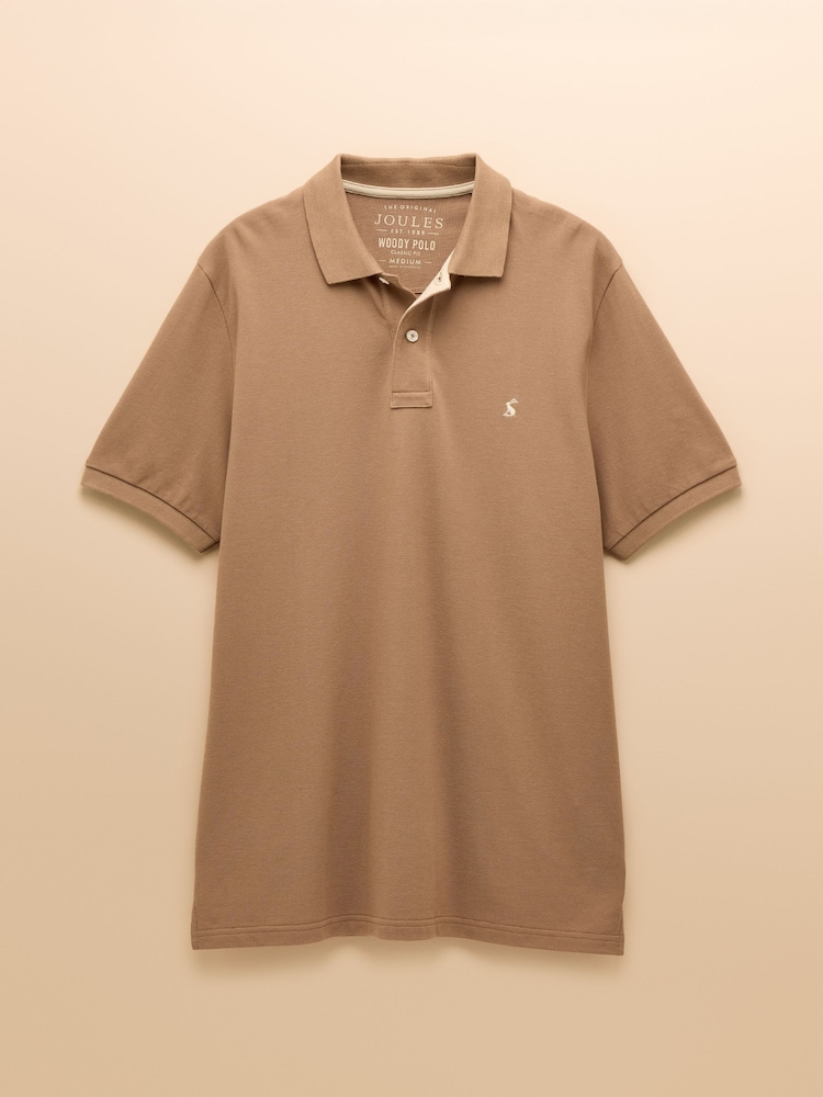 Joules Woody Light Brown Cotton Pique Polo Shirt - Image 9 of 9