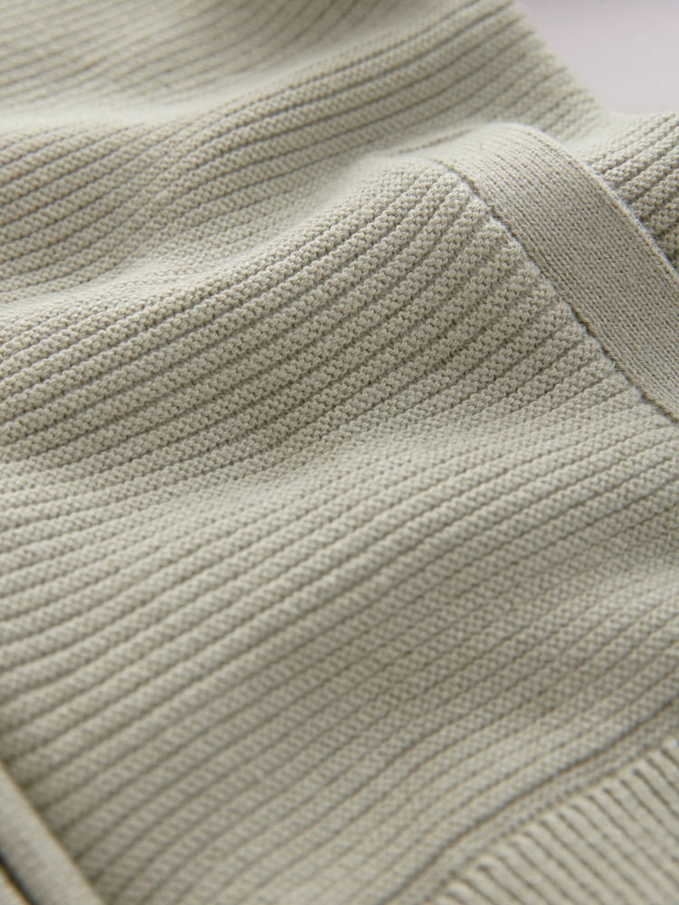 Sage Green 100% Cotton Zip Through Cardigan (3mths-7yrs) - Image 3 of 4